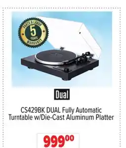 2001 Audio Video CS429BK DUAL Fully Automatic Turntable w/Die-Cast Aluminum Platter offer