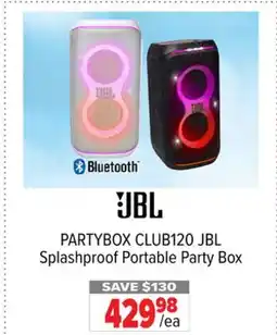 2001 Audio Video CLUB120 JBL Splashproof Portable Party Box offer