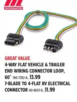 Canadian Tire 4-WAY FLAT VEHICLE & TRAILER END WIRING CONNECTOR LOOP, 60 offer