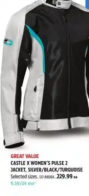 Canadian Tire CASTLE X WOMEN'S PULSE 2 JACKET, SILVER/BLACK/TURQUOISE offer