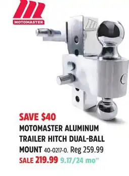 Canadian Tire MOTOMASTER ALUMINUM TRAILER HITCH DUAL-BALL MOUNT offer