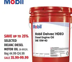 Canadian Tire SELECTED MOBIL DELVAC DIESEL MOTOR OIL offer