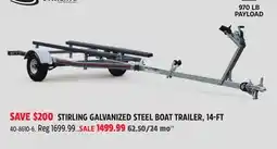 Canadian Tire STIRLING GALVANIZED STEEL BOAT TRAILER, 14-FT offer