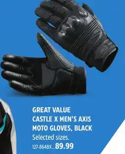 Canadian Tire CASTLE X MEN'S AXIS MOTO GLOVES, BLACK offer