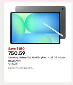 Staples Samsung Galaxy Tab S10 FE+ (Plus) - 128 GB - Gray offer