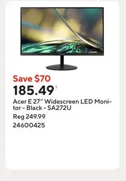 Staples Acer E 27 Widescreen LED Monitor - Black - SA272U offer