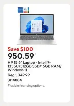 Staples HP 15.6 Laptop - Intel i7-1355U/512GB SSD/16GB RAM/Windows 11 offer
