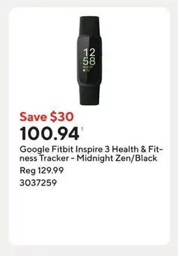 Staples Google Fitbit Inspire 3 Health & Fitness Tracker - Midnight Zen/Black offer