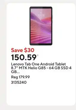 Staples Lenovo Tab One Android Tablet 8.7 MTK Helio G85 - 64 GB SSD 4 GB RAM with Folio Case - Luna Grey offer