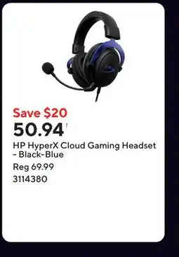Staples HP HyperX Cloud Gaming Headset - Black-Blue offer