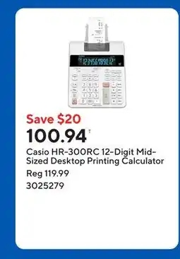 Staples Casio HR-300RC 12-Digit Mid-Sized Desktop Printing Calculator offer