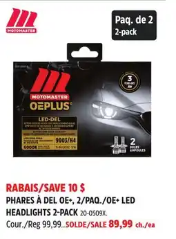 Canadian Tire MOTOMASTER OE+ LED HEADLIGHTS 2-PACK offer