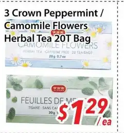 Bestco Food Mart 3 Crown Peppermint / Camomile Flowers Herbal Tea 20T Bag offer