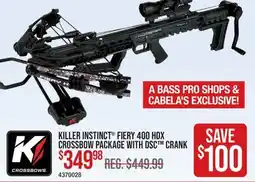 Cabela's KILLER INSTINCT FIERY 400 HDX CROSSBOW PACKAGE WITH DSC CRANK offer