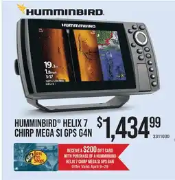 Cabela's HUMMINBIRD HELIX 7 CHIRP MEGA SI GPS G4N offer