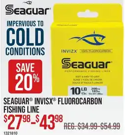 Cabela's SEAGUAR INVISX FLUOROCARBON FISHING LINE offer