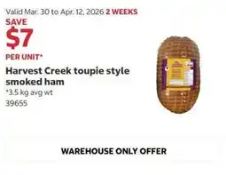 Costco Harvest Creek toupie style smoked ham offer