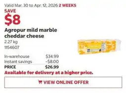 Costco Agropur mild marble cheddar cheese offer
