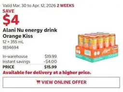 Costco Alani Nu energy drink Orange Kiss offer