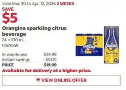 Costco Orangina sparkling citrus beverage offer