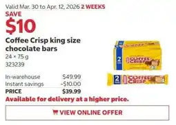 Costco Coffee Crisp king size chocolate bars offer