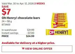 Costco Oh Henry! chocolate bars offer