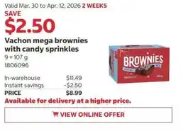 Costco Vachon mega brownies with candy sprinkles offer