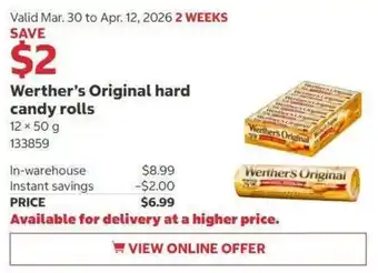 Costco Werther's Original hard candy rolls offer