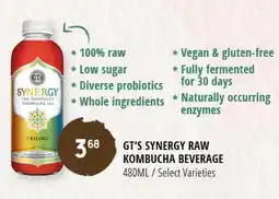 City Avenue Market GT's synergy raw kombucha beverage offer