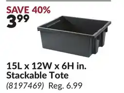 Princess Auto 15L x 12W x 6H in. Stackable Tote offer