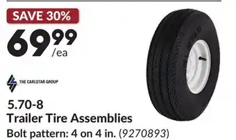Princess Auto 5.70-8 Trailer Tire Assemblies offer