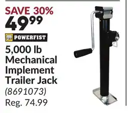 Princess Auto 5,000 lb Mechanical Implement Trailer Jack offer