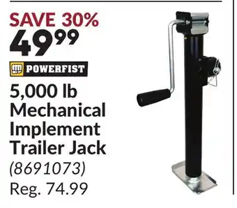 Princess Auto 5,000 lb Mechanical Implement Trailer Jack offer