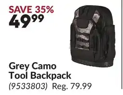 Princess Auto Grey Camo Tool Backpack offer