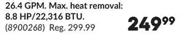 Princess Auto 26.4 GPM. Max. heat removal: 8.8 HP/22,316 BTU offer