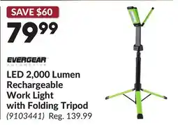 Princess Auto LED 2,000 Lumen Rechargeable Work Light with Folding Tripod offer