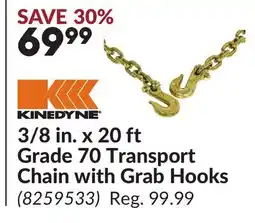 Princess Auto 3/8 in. x 20 ft Grade 70 Transport Chain with Grab Hooks offer