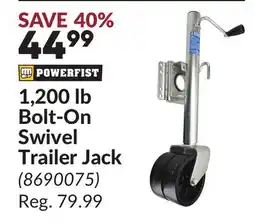Princess Auto 1,200 lb Bolt-On Swivel Trailer Jack offer