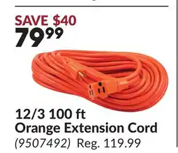 Princess Auto 12/3 100 ft Orange Extension Cord offer