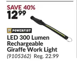 Princess Auto LED 300 Lumen Rechargeable Giraffe Work Light offer