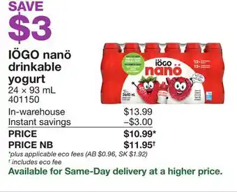 Costco IÖGO nanö drinkable yogurt offer