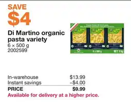 Costco Di Martino organic pasta variety offer
