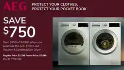 Goemans Appliances AEG Front Load Washer & Condensation Dryer offer