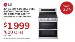 Goemans Appliances 30 7.3 CU.FT. DOUBLE OVEN ELECTRIC CONVECTION AIR SOUS-VIDE AIR FRY STAINLESS STEEL RANGE offer