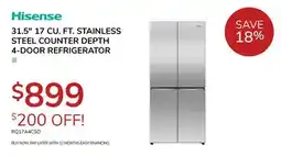 Goemans Appliances 31.5 17 CU. FT. STAINLESS STEEL COUNTER DEPTH 4-DOOR REFRIGERATOR offer