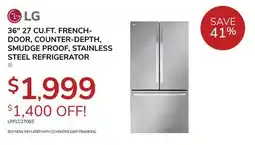 Goemans Appliances 36 27 CU.FT. FRENCH-DOOR, COUNTER-DEPTH, SMUDGE PROOF, STAINLESS STEEL REFRIGERATOR offer