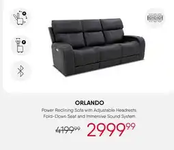 Meubles RD Orlando - Power Reclining Sofa with Adjustable Headrests, Fold-Down Seat and Immersive Sound System offer