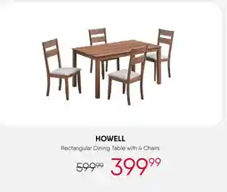 Meubles RD Howell - Rectangular Dining Table with 4 Chairs - Beige offer
