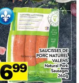 Supermarché PA SAUCISSES DE PORC NATUREL VALENS | Natural Pork Sausages offer