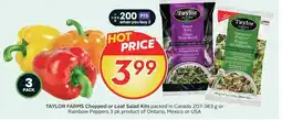 Sobeys Taylor farms chopped or leaf salad kits packed in canada or rainbow peppers offer